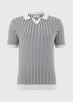 Matalan Ecru Stripe Revere Knitted Polo Shirt £18