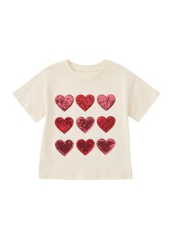 Matalan Girls Cream Heart Sequin T-Shirt from £6