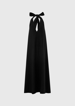 LINEN RICH MAXI HALTER BLACK £28