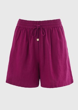 LINEN SHORT SOLID MAGNTA £14
