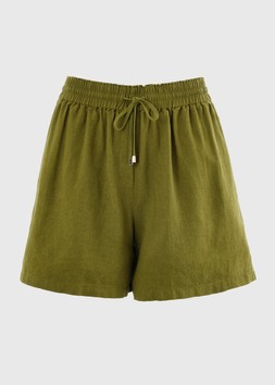 LINEN SHORT SOLID OLIVE £14