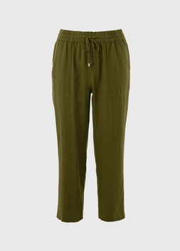LINEN TAPERED CROP OLIVE £18