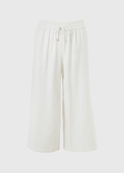 LINEN WIDE LEG CROP WHITE £18