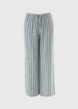 LINEN WIDE LEG STRIPE BLUE £24