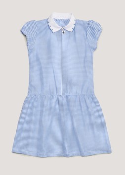 Matalan Girls Blue Gingham Knit Collar School Dress &pound;7 - &pound;8