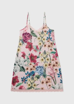 Pink Floral Chemise Nightie Cut Out
