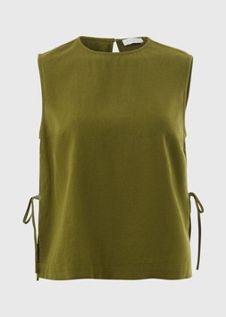 SOLID LINEN RICH VEST OLIVE £14