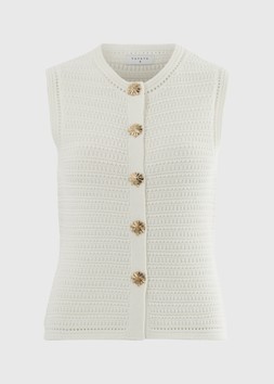 STITCH BUTTON THRU VEST WHITE £20