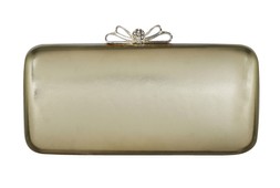 Gold Faux Leather Bow Clasp Box Clutch, £23.99