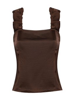 Mid Brown Satin Ruched Strap Cami, £25.99