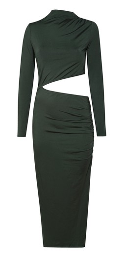 Dark Green Draped Cut Out Midi Dress, £29.99