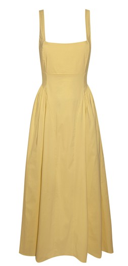 Light Yellow Square Neck Gathered Hips Midi Dress, £39.99