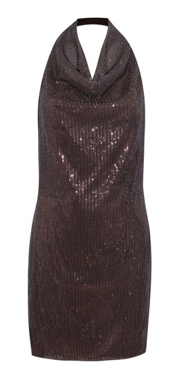 Brown Sequinned Halter Cowl Neck Mini Dress, £34.99