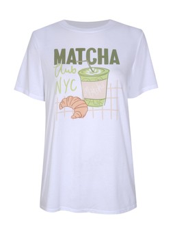 White Cotton Matcha Print Relaxed T-Shirt, £12.99