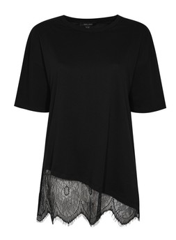 Black Cotton Scalloped Lace T-Shirt, £14.99 (951064201)