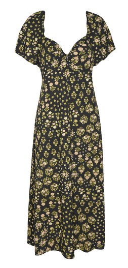 Black Floral Sweetheart Neck Midi Dress, £27.99 (945104509)