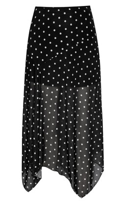 Black Mesh Polka Dot Hanky Hem Midi Skirt, £19.99 (953150809)