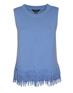 Blue Fringed Hem Cotton Rich Vest, £24.99 (942897840)