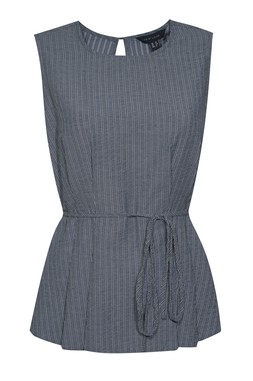 Blue Pinstripe Longline Belt Tunic Top £25.99