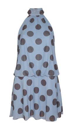 Blue Polka Dot Halter Neck Scarf Mini Dress, £29.99 (953257349)