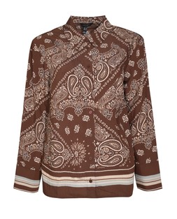 Brown Crinkle Texture Paisley Print Bandana Shirt, £26.99 (945680429)