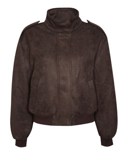 Brown Faux Suede High Neck Bomber Jacket, £45.99 (948594727)