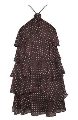 Brown Polka Dot Ruffle Halterneck Mini Dress £39.99