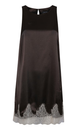 Brown Satin Shift Lace Trim Mini Dress, £35.99 (951620524)