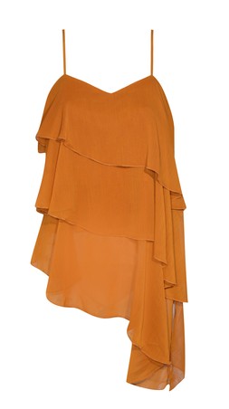 Burnt Orange Chiffon Asymmetric Ruffled Cami, £29.99 (945675881)