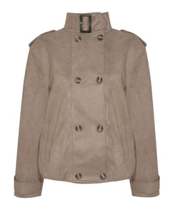 Camel Faux Suede Double Breasted Bomber Jacket, £45.99 (948594517)