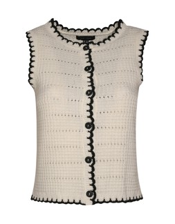Cream Cotton Rich Blanket Stitch Contrast Trim Waistcoat, £24.99 (942967013)