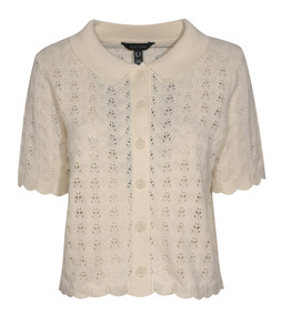 Cream Cotton Rich Pointelle Button Up Short Sleeve Cardigan, £24.99 (942898213)