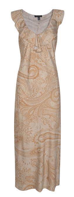 Cream Paisley Ruffle Neckline Midi Dress £33.99