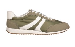 Dark Khaki Faux Brushed Leather Panelled Trainers, £29.99 (946026734)