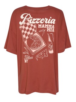 Dark Red Pizza Print Oversized T-Shirt, £15.99, Back (946430461)