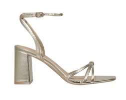 Gold Faux Leather Knot Strap Block Heel Sandals, £29.99 (943716493)
