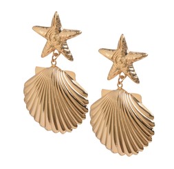 Gold Tone Large Starfish and Shell Drop Earrings, £8.99 (948007293)
