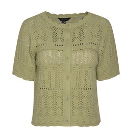 Green Cotton Rich Patterned Knit Short Sleeve Cardigan, £24.99 (942939031)