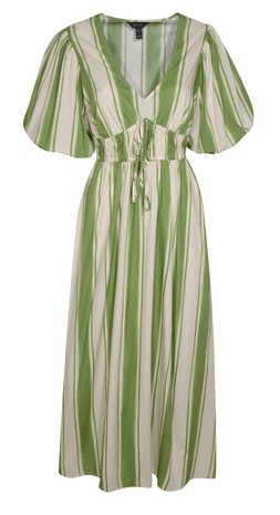 Green Striped Puff Sleeve Midi Dress, £32.99 (944929911)
