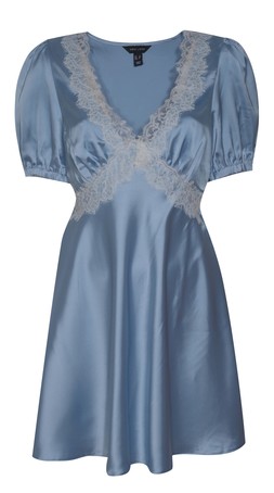 Light Blue Satin Lace Trim Mini Dress, £35.99 (951591345)