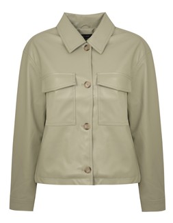 Light Khaki Faux Leather Flap Pocket Shacket, £45.99 (941070933)