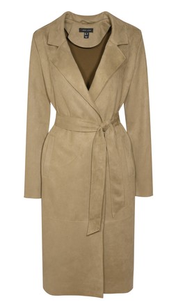 Light Khaki Faux Suede Belted Duster Coat, £49.99 (937769833)