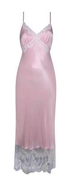 Light Pink Satin Lace Trim Midi Dress, £35.99 (952889572)