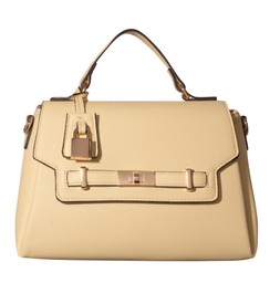 Light Yellow Faux Leather Turn Lock Top Handle Crossbody Bag, £25.99 (946507888)