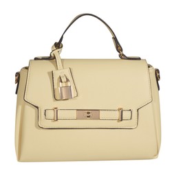 Light Yellow Faux Leather Turn Lock Top Handle Crossbody Bag, £25.99 (946507888)
