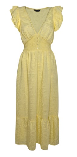 Light Yellow Ruffled Cap Sleeve Midi Dress, £35.99 (945058888)