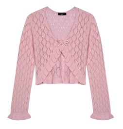 New Look 915 - Girls Light Pink Ruffled Crochet Cardigan £21.99 (944685070)