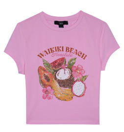 New Look 915 - Girls PinkTropical Fruit Print Sequin Embellished Cap Sleeve T-Shirt £14.99 (954652473)