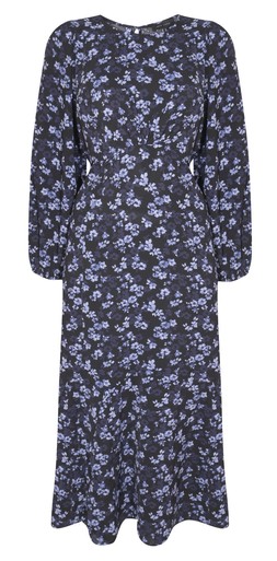 New Look, Blue Floral Puff Sleeve Midi Dress £25.99