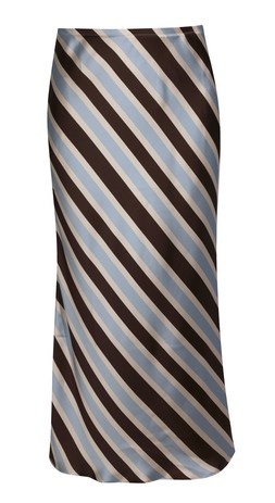 New Look Brown Satin Striped Bias Cut Midi Skirt, £29.99